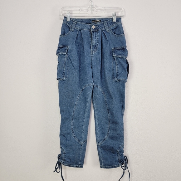 Fashion Nova Denim Flap Pocket Joggers Size XS - Picture 6 of 15